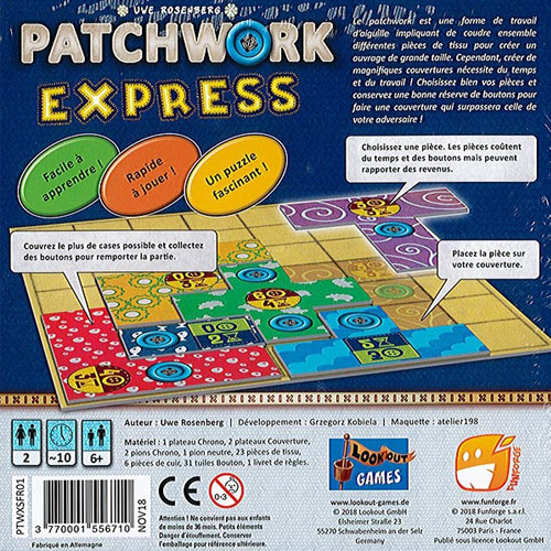 Patchwork Express la boite du jeu